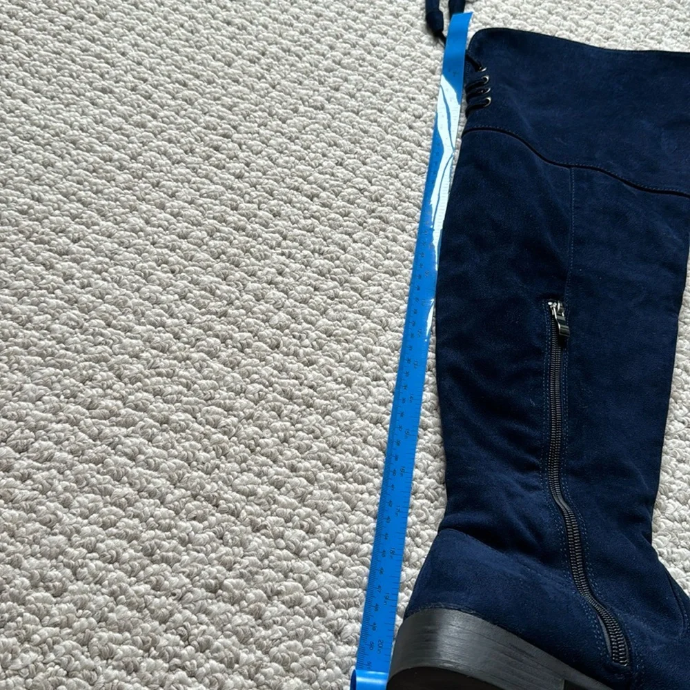 Over the knee faux suede boots with tassels